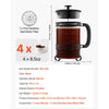 VEVOR French Press Coffee Maker, 34 Ounce 1 Liter Borosilicate Glass Coffee Press Tea Maker with Stainless Steel Filter, Large Glass French Presses Cold Brew for Camping Travel Home Kitchen, Silver