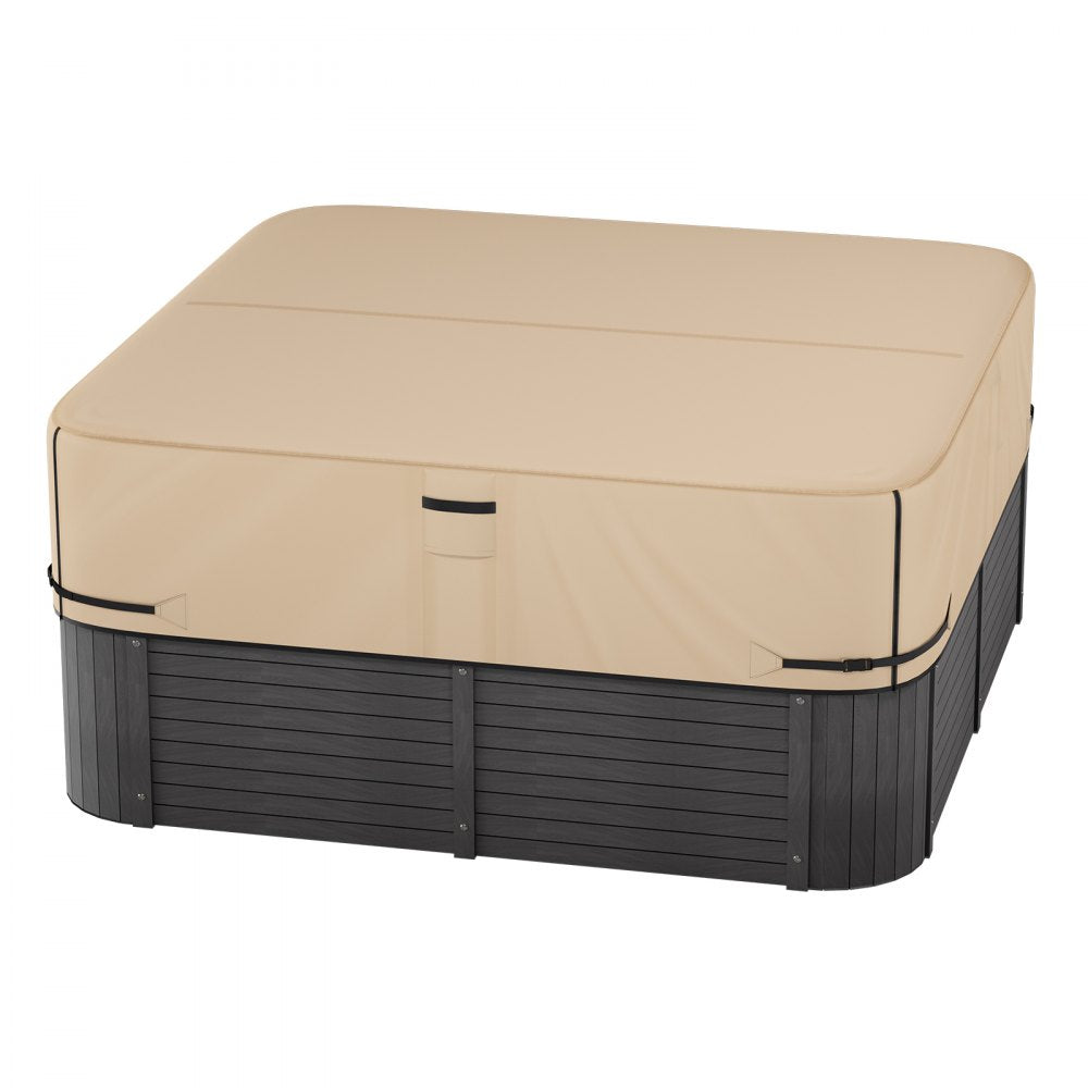VEVOR Outdoor Hot Tub Cover, 90 x 90 x 20 Inch Weatherproof and Waterproof Hot Tub Cover Protector, 600D Heavy Duty Oxford Fabric and 950N Tearing Strength, Square Spa Covers for Hottub, Brown