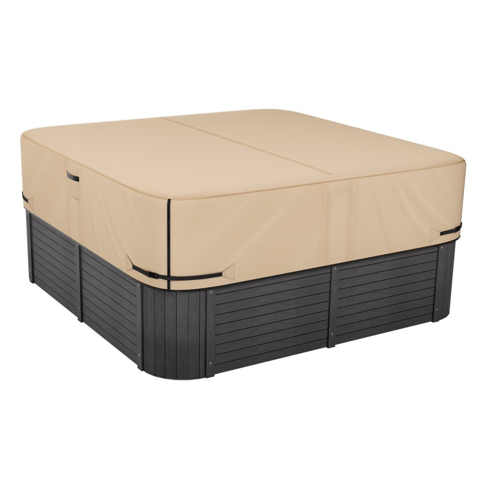 VEVOR Outdoor Hot Tub Cover, 90 x 90 x 20 Inch Weatherproof and Waterproof Hot Tub Cover Protector, 600D Heavy Duty Oxford Fabric and 950N Tearing Strength, Square Spa Covers for Hottub, Brown