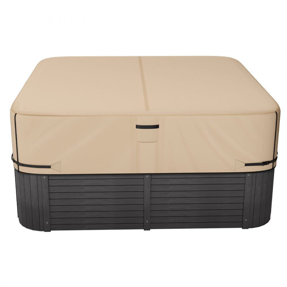VEVOR Outdoor Hot Tub Cover, 90 x 90 x 20 Inch Weatherproof and Waterproof Hot Tub Cover Protector, 600D Heavy Duty Oxford Fabric and 950N Tearing Strength, Square Spa Covers for Hottub, Brown