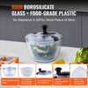 VEVOR Glass Salad Spinner, 4.75Qt, One-handed Easy Press Large Vegetable Dryer Washer, Lettuce Cleaner and Dryer with High Borosilicate Glass Bowl Lid, for Greens, Herbs, Berries, Fruits, No BPA