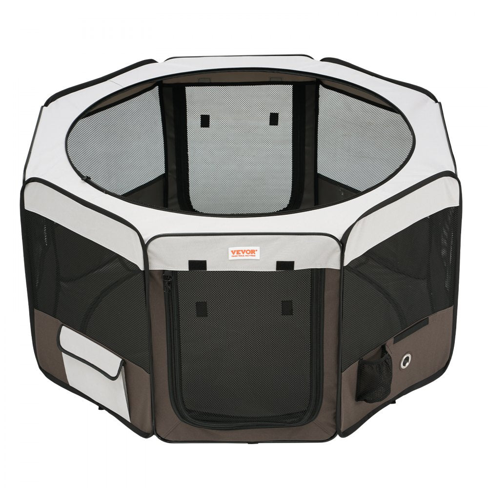 VEVOR Foldable Pet Playpen, 46 inch Portable Dog Playpen, Crate Kennel for Puppy, Dog, Cat, Premium Waterproof 600D Oxford Cloth, Removable Zipper, for Indoor Outdoor Travel Camping Use (Octagon, L)