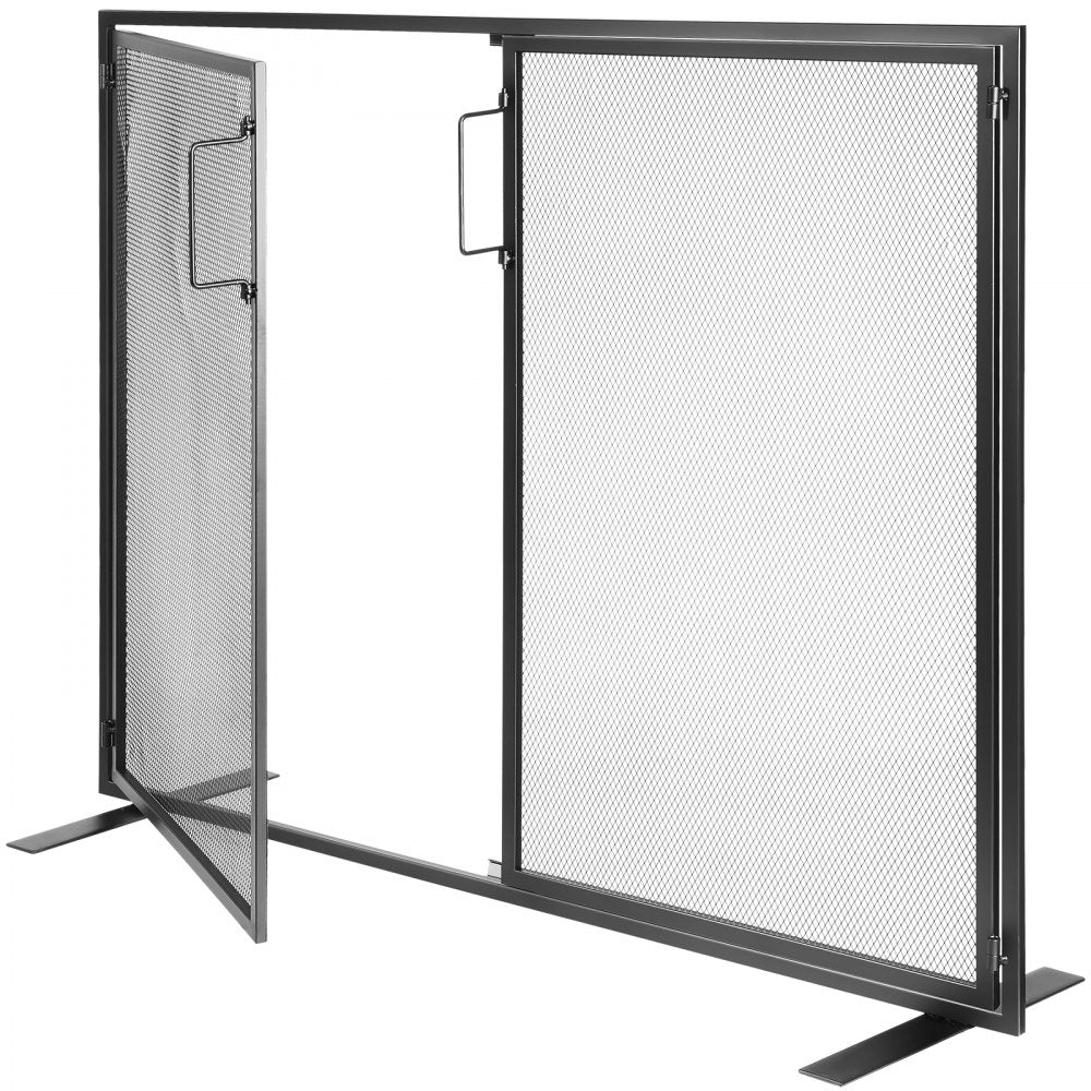 VEVOR Fireplace Screen 1 Panel with Door, Sturdy Iron Mesh Fireplace Screen, 38.98"(L) x30.7"(H) Spark Guard Cover, Simple Installation, Free Standing Fire Fence Grate for Living Room Home Decor Moder