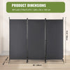 VEVOR Room Divider, 6.1 ft Room Dividers and Folding Privacy Screens (3-panel), Fabric Partition Room Dividers for Office, Bedroom, Dining Room, Study, Freestanding, Dark Gray
