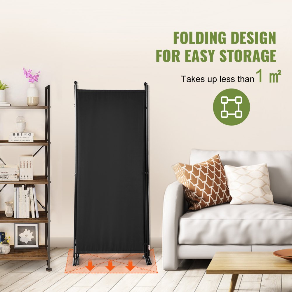 VEVOR Room Divider, 6.1 ft Room Dividers and Folding Privacy Screens (3-panel), Fabric Partition Room Dividers for Office, Bedroom, Dining Room, Study, Freestanding, Black