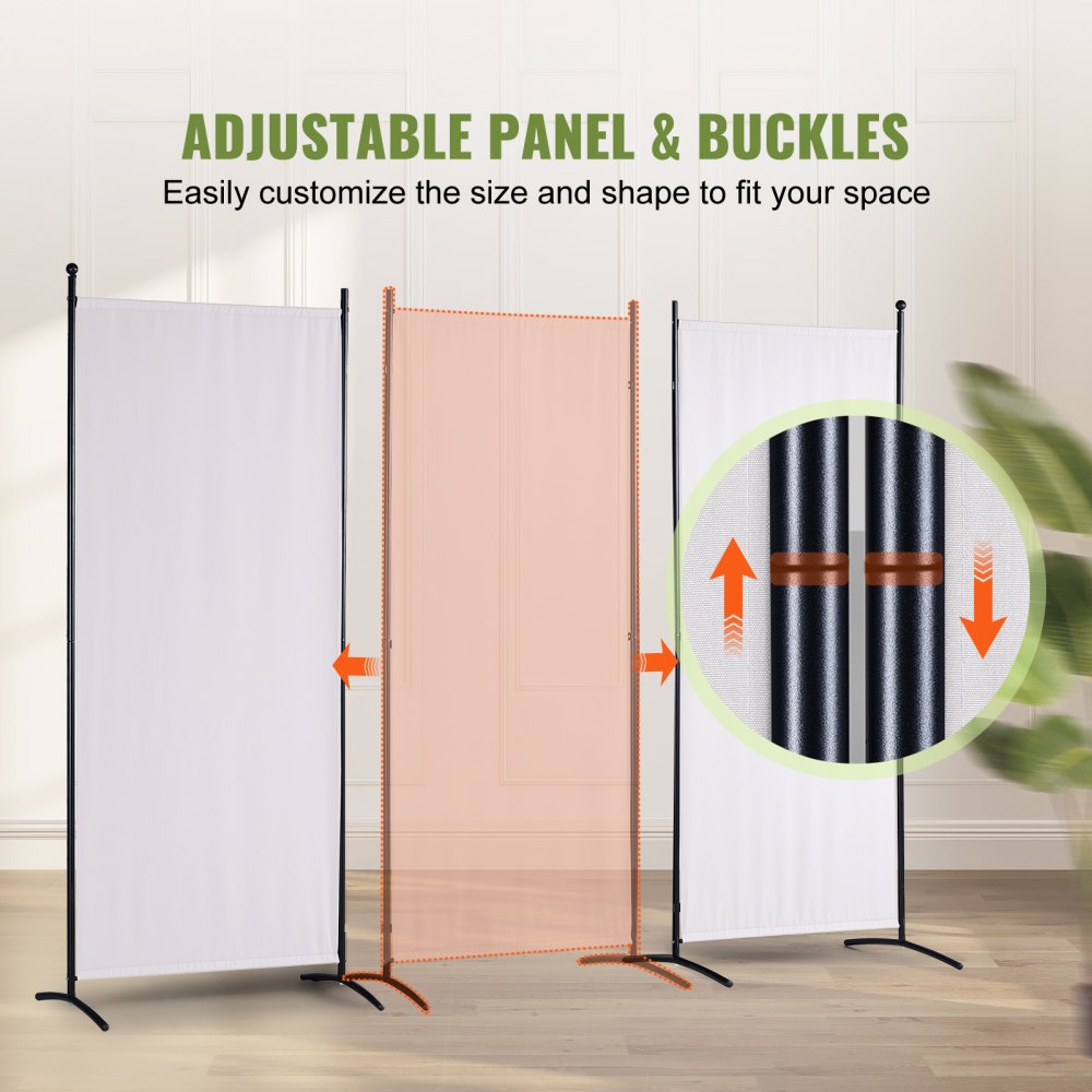VEVOR Room Divider, 6.1 ft Room Dividers and Folding Privacy Screens (3-panel), Fabric Partition Room Dividers for Office, Bedroom, Dining Room, Study, Freestanding, White