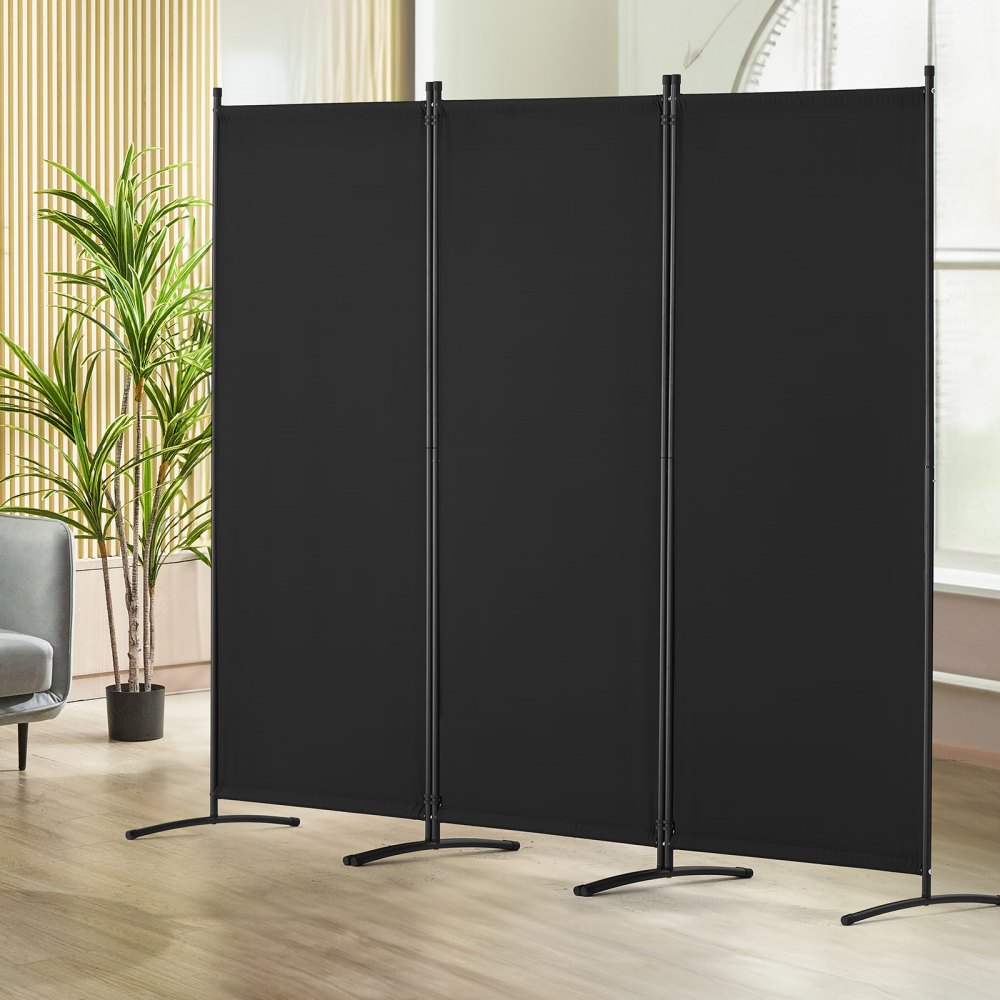 VEVOR Room Divider, 3 Panel Room Dividers and Folding Privacy Screens, Fabric Partition Room Dividers for Office, Bedroom, Dining Room, Study, Freestanding, Black