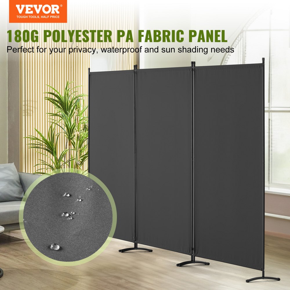 VEVOR Room Divider, 3 Panel Room Dividers and Folding Privacy Screens, Fabric Partition Room Dividers for Office, Bedroom, Dining Room, Study, Freestanding, Gray