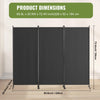 VEVOR Room Divider, 3 Panel Room Dividers and Folding Privacy Screens, Fabric Partition Room Dividers for Office, Bedroom, Dining Room, Study, Freestanding, Gray