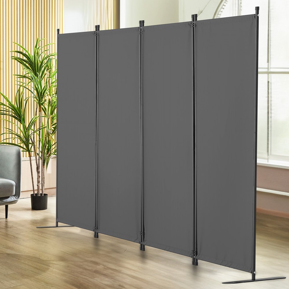 VEVOR Room Divider,  4 Panel Room Dividers and Folding Privacy Screens, Fabric Partition Room Dividers for Office, Bedroom, Dining Room, Study, Freestanding, Light Gray