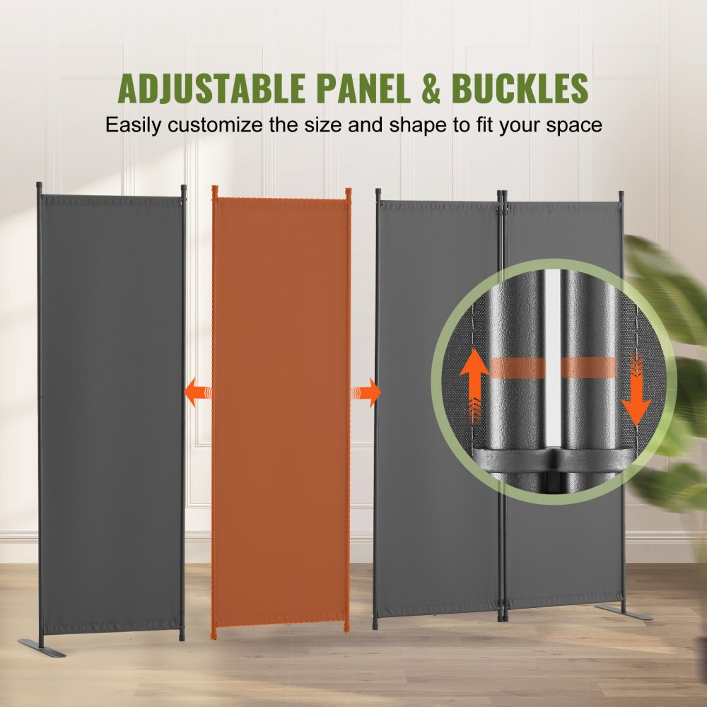 VEVOR Room Divider,  4 Panel Room Dividers and Folding Privacy Screens, Fabric Partition Room Dividers for Office, Bedroom, Dining Room, Study, Freestanding, Light Gray