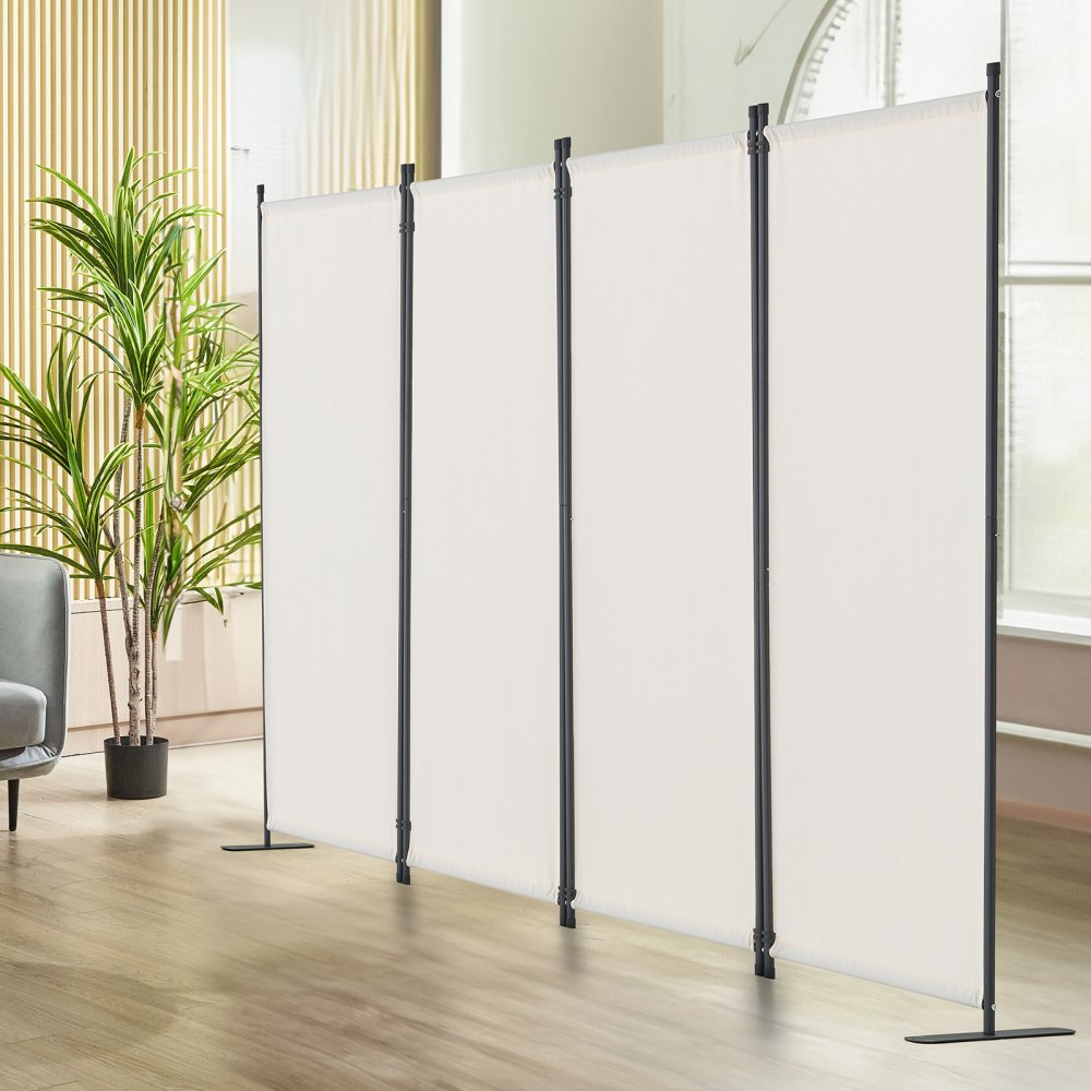VEVOR Room Divider,  4 Panel Room Dividers and Folding Privacy Screens, Fabric Partition Room Dividers for Office, Bedroom, Dining Room, Study, Freestanding, White