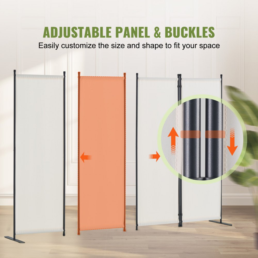 VEVOR Room Divider,  4 Panel Room Dividers and Folding Privacy Screens, Fabric Partition Room Dividers for Office, Bedroom, Dining Room, Study, Freestanding, White