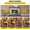 VEVOR Fireplace Screen, 38 x 26.5 Inch,Heavy Duty Iron Freestanding Spark Guard with Support, Metal Mesh Craft, Broom Tong Shovel Poker Included for Fireplace Decoration & Protection, Black
