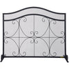 VEVOR Fireplace Screen, 38 x 26.5 Inch,Heavy Duty Iron Freestanding Spark Guard with Support, Metal Mesh Craft, Broom Tong Shovel Poker Included for Fireplace Decoration & Protection, Black