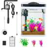 VEVOR Fish Tank Aquarium, 2 Gallon LED Square Ultra-Clear Glass Tank Temperature Monitoring Adjustable 7 Color Lighting, Self Cleaning System Fishbowl for Freshwater & Saltwater Fish Home,Office,Pet