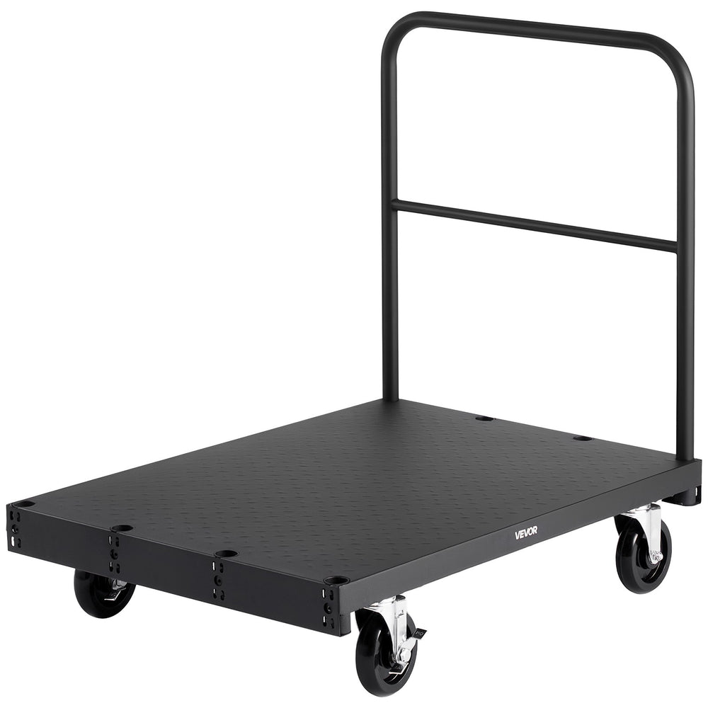 VEVOR Drywall Cart Dolly, 1800 lbs Load Capacity, 2-in-1 Steel Panel Truck Cart with 5 inch Swivel Casters, 36 x 24 inch Platform Truck with 3 Side Handrails for Factory, Warehouse, Garage, Black
