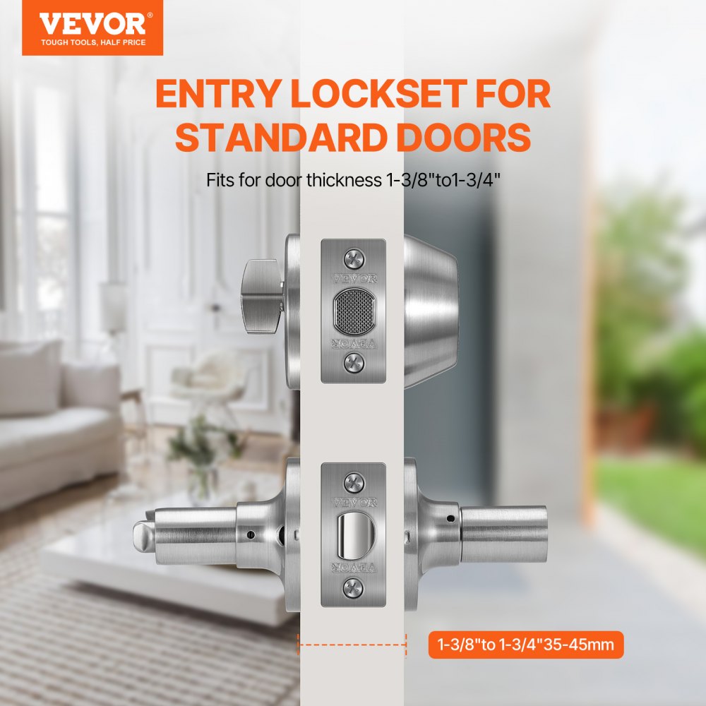 VEVOR Entry Door Locksets with Deadbolt, 5 Pack Satin Nickel Entry Lever and Single Cylinder Deadbolt, Keyed Alike Combo Pack, Fit for 1-3/8" to 1-3/4" Door Thickness, for Entrance and Front Door