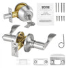 VEVOR Entry Door Locksets with Deadbolt, 5 Pack Satin Nickel Entry Lever and Single Cylinder Deadbolt, Keyed Alike Combo Pack, Fit for 1-3/8" to 1-3/4" Door Thickness, for Entrance and Front Door
