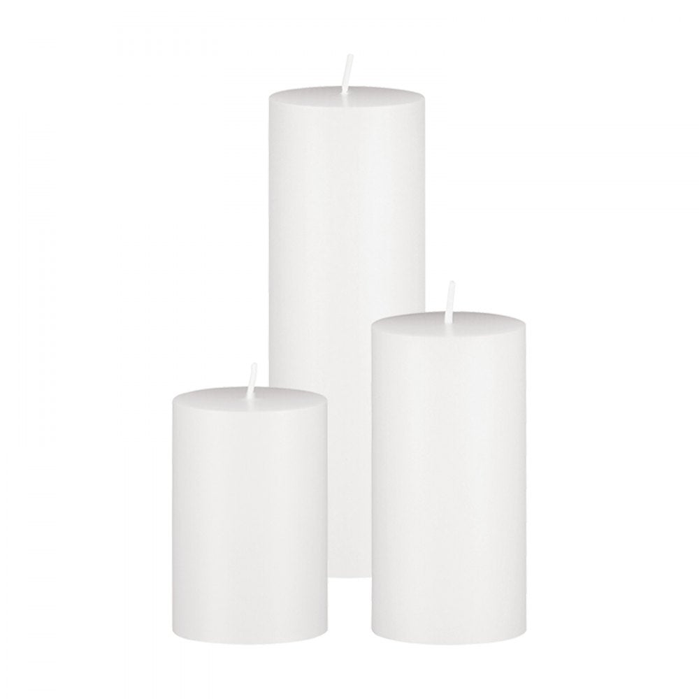 VEVOR Pillar Candles and Glass Vases Set 24 Pcs, Clear Cylinder Hurricane Candle Holders for Wedding Centerpieces, Tall Vase for Table Decor, Wedding Party, Thanksgiving,White (2.56" x 4.7",5.9",7.9")