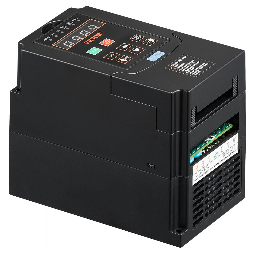 VEVOR VFD 2HP, 1.5KW, 7.5A, 1 or 3 Phase 220V Input to 3 Phase 220V Output Variable Frequency Drive, 40-60Hz Input, 0-400Hz Output VFD for Spindle Motor CNC Speed Control