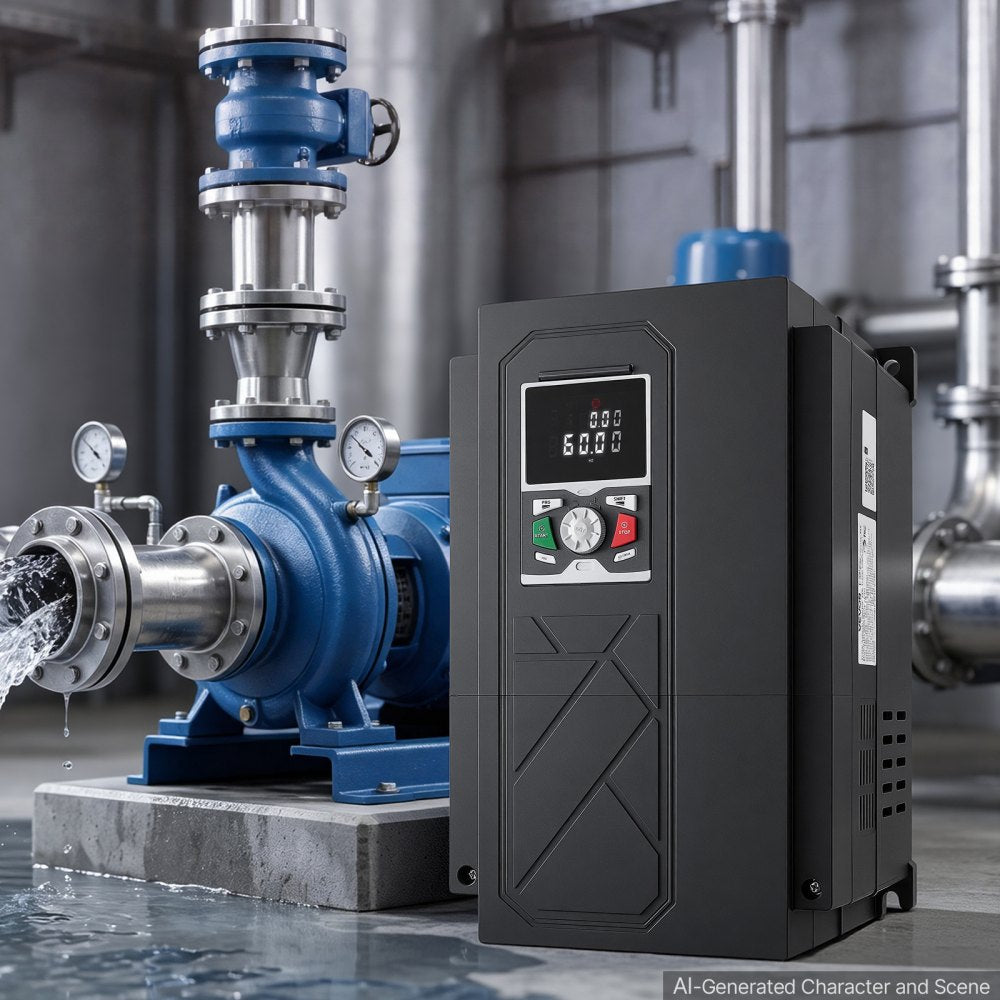 VEVOR 40HP 30KW 62A Variable Frequency Drive, 3-Phase AC480V Input/Output, 3 Phase to 3 Phase, 0–500Hz Output VFD, V/F SVC Control Modes for Precision Motor Speed Control