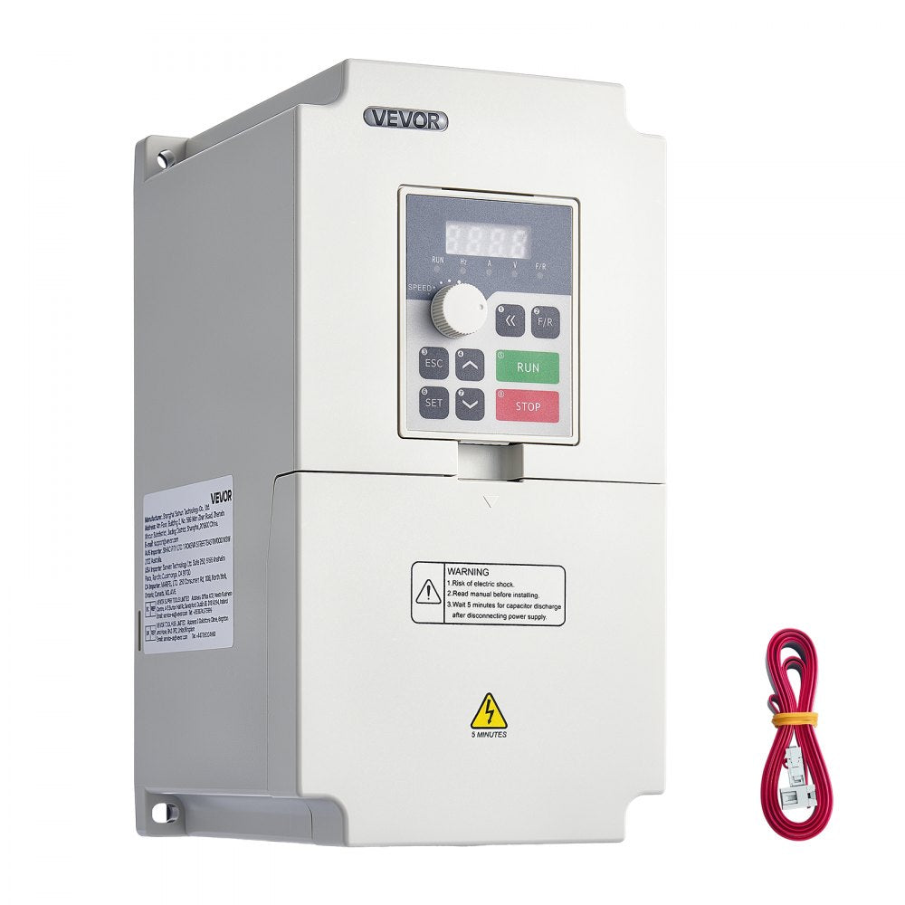 VEVOR 7.5HP 5.5KW 25A VFD, Single/3-Phase 220V Input to 3-Phase 220V Output, 0–2000Hz Variable Frequency Drive, Built-in PID for Constant Pressure Water Supply, Precision Motor Speed Control