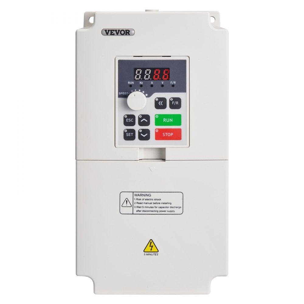 VEVOR Variable Frequency Drive, AC 220V Input 4KW Variable Frequency CNC Drive Inverter Converter, VFD 5.5HP 1 or 3 Phase Input, 3 Phase Output, CNC Motor Inverter Converter for Motor Speed Control