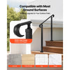 VEVOR Handrails for Outdoor Steps, 2-3 Step Adjustable Height, Carbon Steel Transitional Handrail with Installation Kit, Exterior Hand Railing for Steps, Concrete or Wooden Stairs, Porch, Matte Black