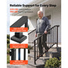 VEVOR Handrails for Outdoor Steps, 3-4 Step 2 Pack Stair Hand Rail Kit, Black Retro Arch Stair Rails for Seniors, Concrete Steps & Porch & Deck, Heavy-Duty Steel Railings with Installation Kit