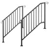 VEVOR Handrails for Outdoor Steps, 3-4 Step 2 Pack Stair Hand Rail Kit, Black Retro Arch Stair Rails for Seniors, Concrete Steps & Porch & Deck, Heavy-Duty Steel Railings with Installation Kit