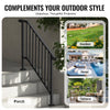 VEVOR Handrails for Outdoor Steps, 3-4 Step Stair Hand Rail Kit, Transitional Iron Railings with Installation Kit, Stair Rails for Seniors, Concrete Steps & Porch & Deck, Black Retro Arch
