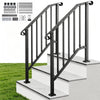 VEVOR Handrails for Outdoor Steps, 2-3 Step 2 Pack Stair Hand Rail Kit, Black Retro Arch Stair Rails for Seniors, Concrete Steps & Porch & Deck, Heavy-Duty Steel Railings with Installation Kit