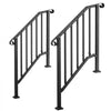 VEVOR Handrails for Outdoor Steps, 2-3 Step 2 Pack Stair Hand Rail Kit, Black Retro Arch Stair Rails for Seniors, Concrete Steps & Porch & Deck, Heavy-Duty Steel Railings with Installation Kit