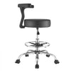 VEVOR Rolling Stool with Back Support, 500 lbs Weight Capacity, Height Adjustable, Thick Cushion Ergonomic PU Leather Seat, 360° Swivel Round Rolling Stool Chair for Dental, Salon, Clinic, Black