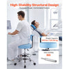 VEVOR Rolling Stool with Back Support, 500 lbs Weight Capacity, Height Adjustable, Thick Cushion Ergonomic PU Leather Seat, 360° Swivel Round Rolling Stool Chair for Dental, Salon, Clinic, Blue