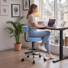 VEVOR Rolling Stool with Back Support, 500 lbs Weight Capacity, Height Adjustable, Thick Cushion Ergonomic PU Leather Seat, 360° Swivel Round Rolling Stool Chair for Dental, Salon, Clinic, Blue