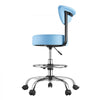 VEVOR Rolling Stool with Back Support, 500 lbs Weight Capacity, Height Adjustable, Thick Cushion Ergonomic PU Leather Seat, 360° Swivel Round Rolling Stool Chair for Dental, Salon, Clinic, Blue
