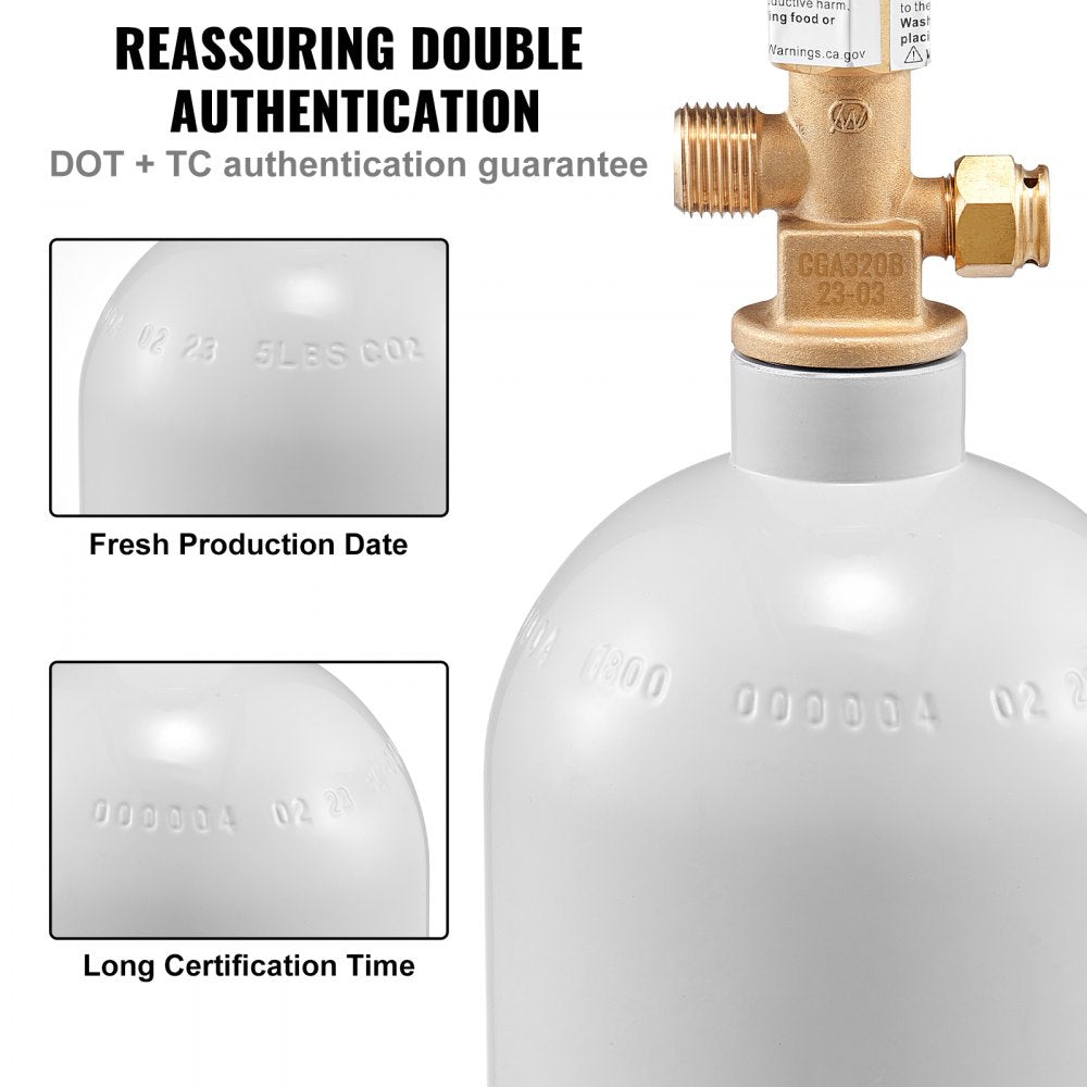 VEVOR CO2 Regulator Gauge with 0-60PSI, Heavy Duty CO2 Gauge Gas System, Draft Beer Regulator with Adjustable Pressure Regulator, Check Valve for Draft Beer Homebrew (5 LBS CO2 Tank)