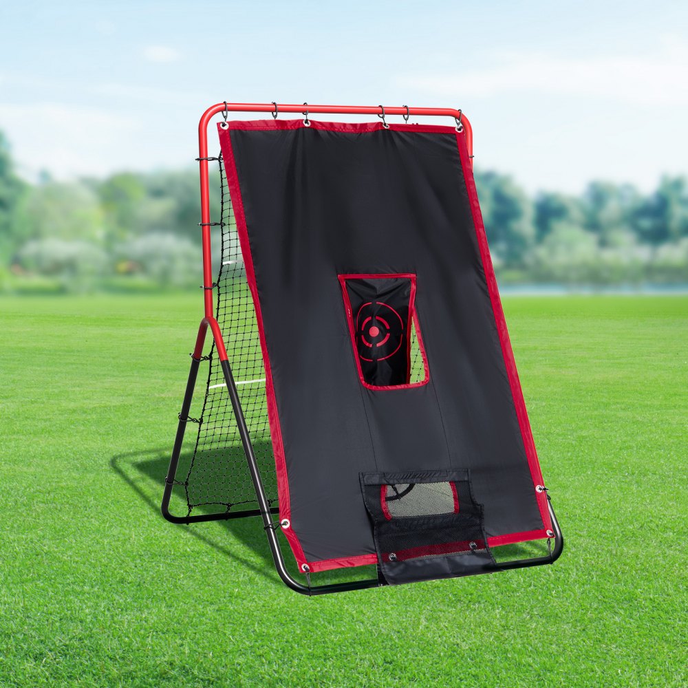 VEVOR Baseball And Softball Rebounder Net, 3.5 x 4.5 ft 2-in-1 Switch Hitter Pitch Trainer, PitchBack Baseball Pitching Return Trainer Nest, Bounce Back Net for Fielding/Throwing Practice
