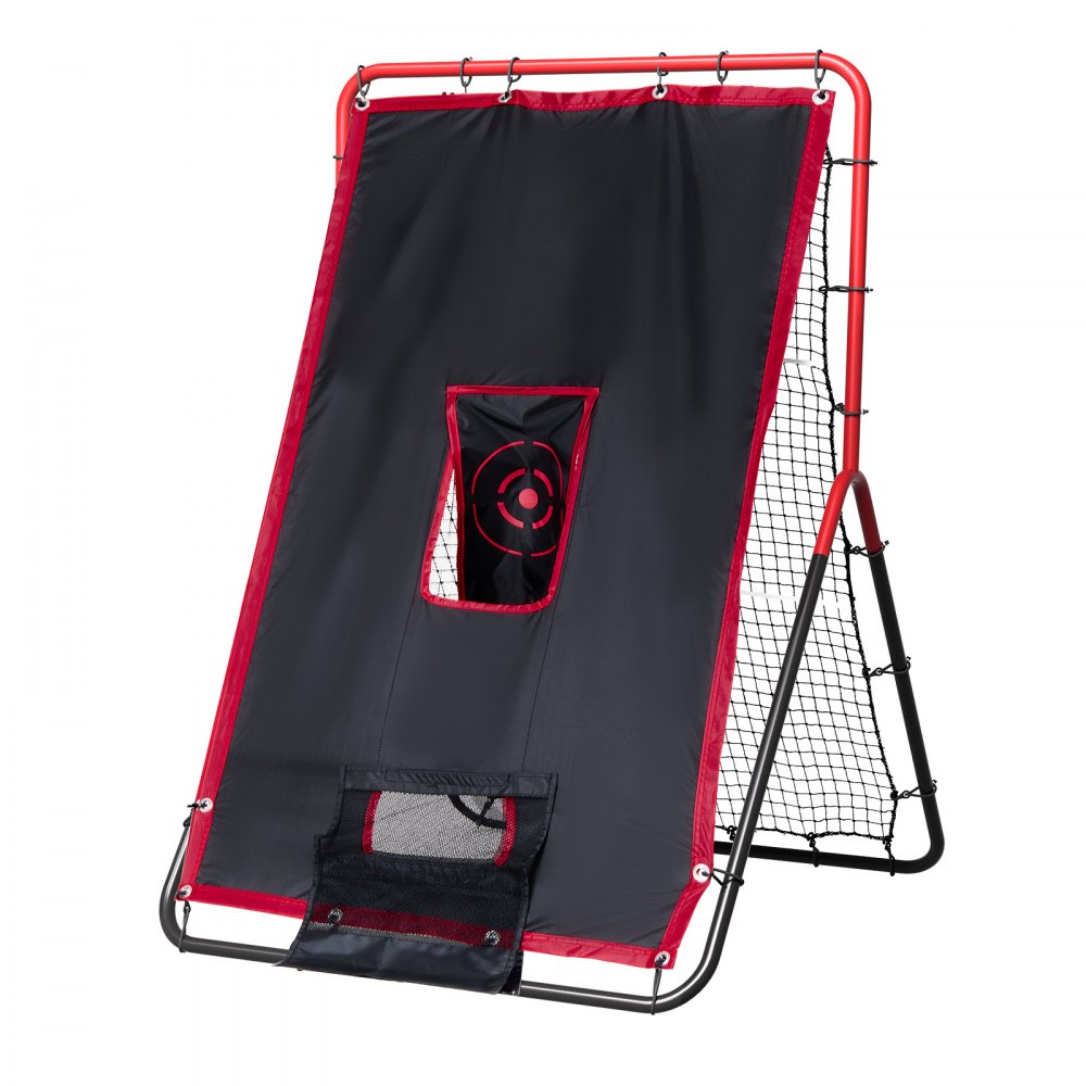 VEVOR Baseball And Softball Rebounder Net, 3.5 x 4.5 ft 2-in-1 Switch Hitter Pitch Trainer, PitchBack Baseball Pitching Return Trainer Nest, Bounce Back Net for Fielding/Throwing Practice