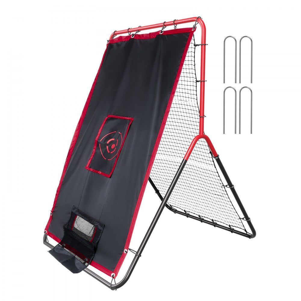 VEVOR Baseball And Softball Rebounder Net, 3.5 x 4.5 ft 2-in-1 Switch Hitter Pitch Trainer, PitchBack Baseball Pitching Return Trainer Nest, Bounce Back Net for Fielding/Throwing Practice