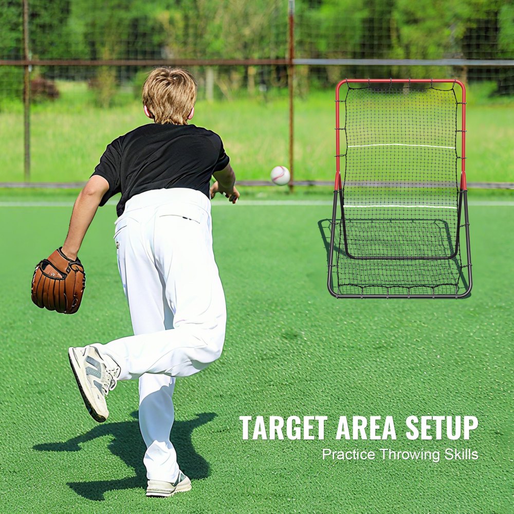 VEVOR Baseball And Softball Rebounder Net, 3 x 4.5 ft PitchBack Baseball Pitching Nest, 3-Way Baseball, Softball Pitchback Net, Fielding Trainer, Bounce Back Net for Fielding/Throwing Practice
