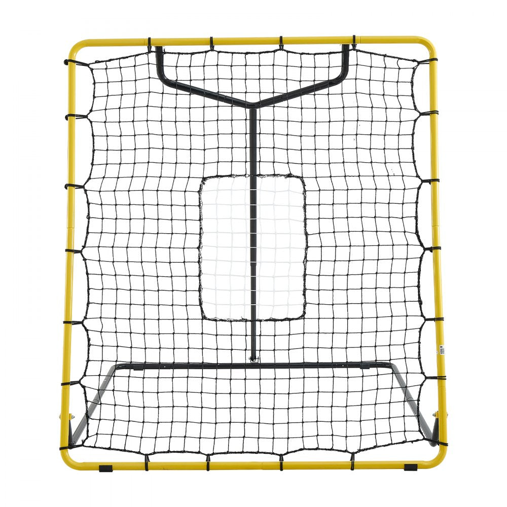 VEVOR Baseball Softball Rebounder Net 4 x 4.5 ft Pitch Back Trainer Target, 4 Adjustable Angles with Strike Zone, Steel Frame, Bounce Back Net for Pitching & Fielding Training, Return Practice