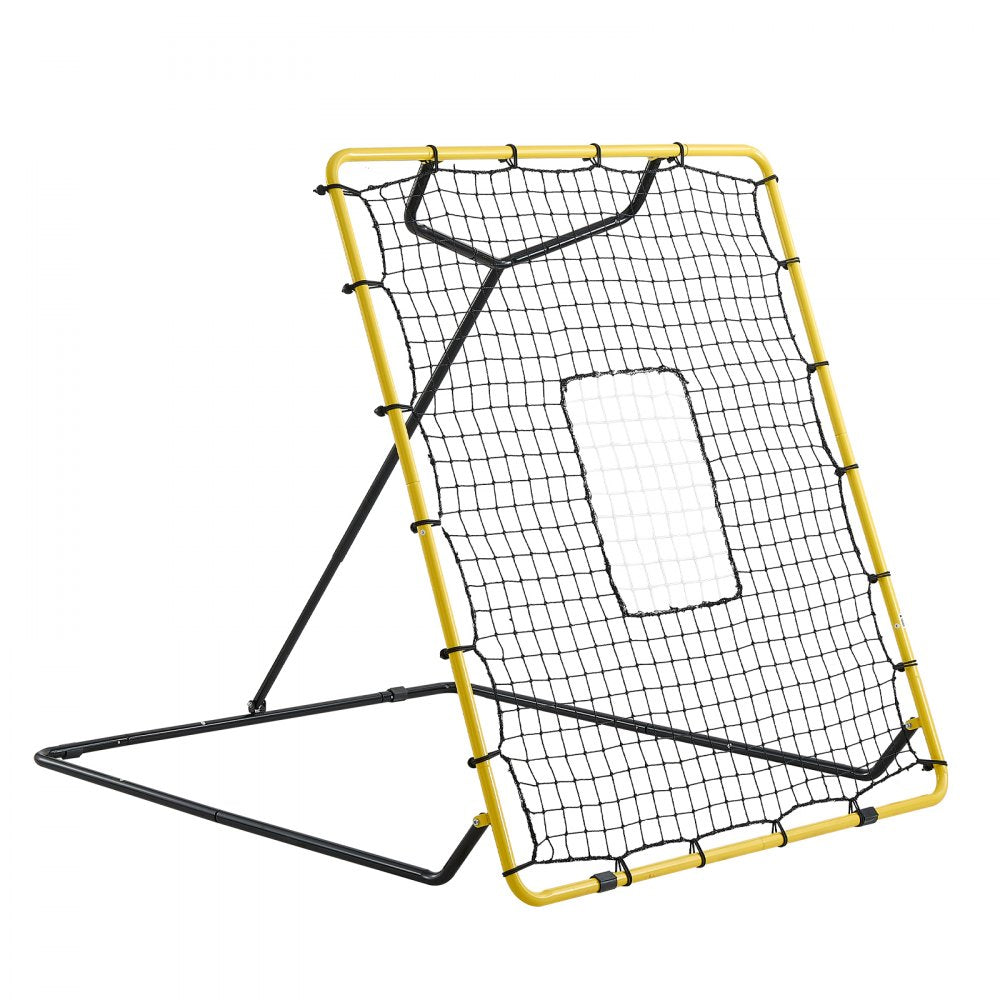 VEVOR Baseball Softball Rebounder Net 4 x 4.5 ft Pitch Back Trainer Target, 4 Adjustable Angles with Strike Zone, Steel Frame, Bounce Back Net for Pitching & Fielding Training, Return Practice