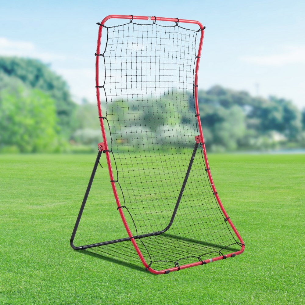 VEVOR Baseball Softball Rebounder Net 4 x 5.5 ft Pitch Back Trainer, 5 Adjustable Angles, Heavy-duty Steel Frame, All Angle Bounce Back Net for Pitching & Fielding Training Aid, Return Practice