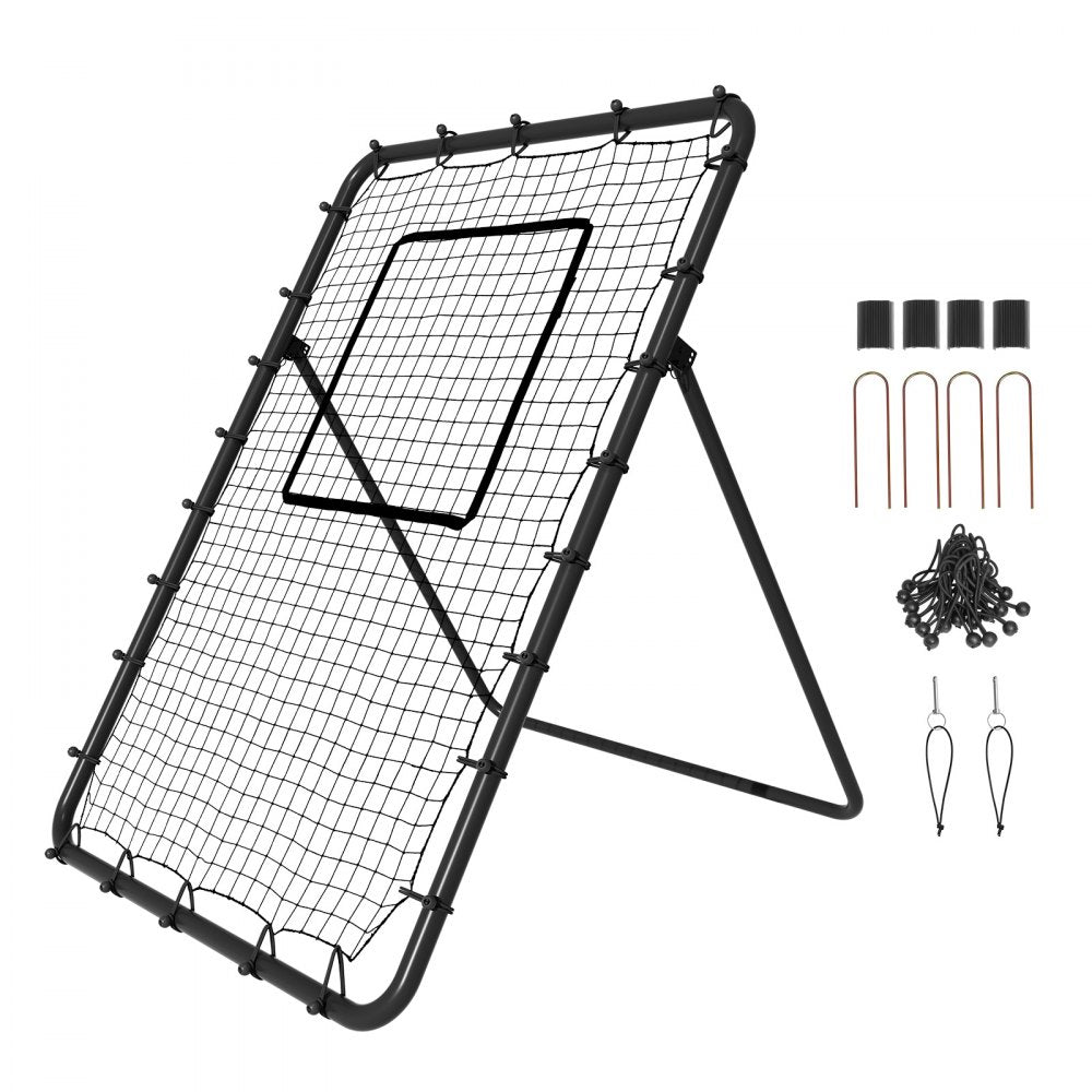 VEVOR Baseball And Softball Rebounder Net, 4 x 6 Feet PitchBack Baseball Nest for Pitching and Fielding Training, Pitch Return Trainer Rebound Net with Pitching Target, 4 Adjustable Angles