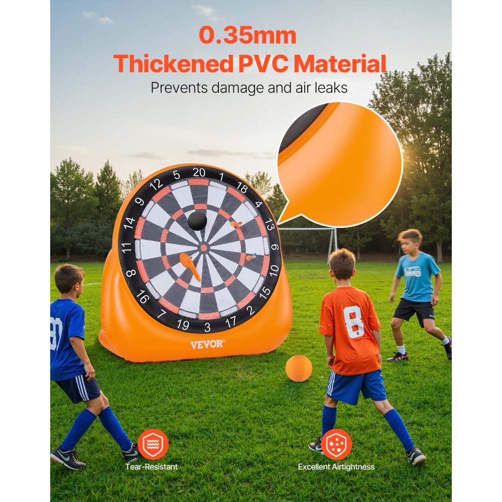 VEVOR Inflatable Soccer Dart Board, over 6 ft High Giant Soccer Dart Board with 4 Kick Balls 6 Darts 6 Axe & Air Pump, 3-Min Setup, Ideal for Giant Yard Games, Giant Kick Darts Game, Soccer Dart Game