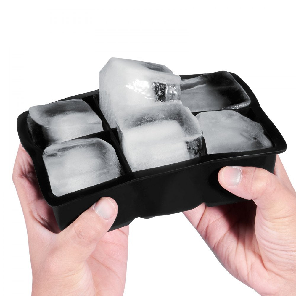 VEVOR Ice Cube Trays (Set of 2), 2-in-1 Combo with Silicone Sphere Ice Ball Maker & Large Square Ice Cube Maker with Lid, Reusable Easy Release BPA Free Ice Tray Set for Whiskey Cocktails Bourbon