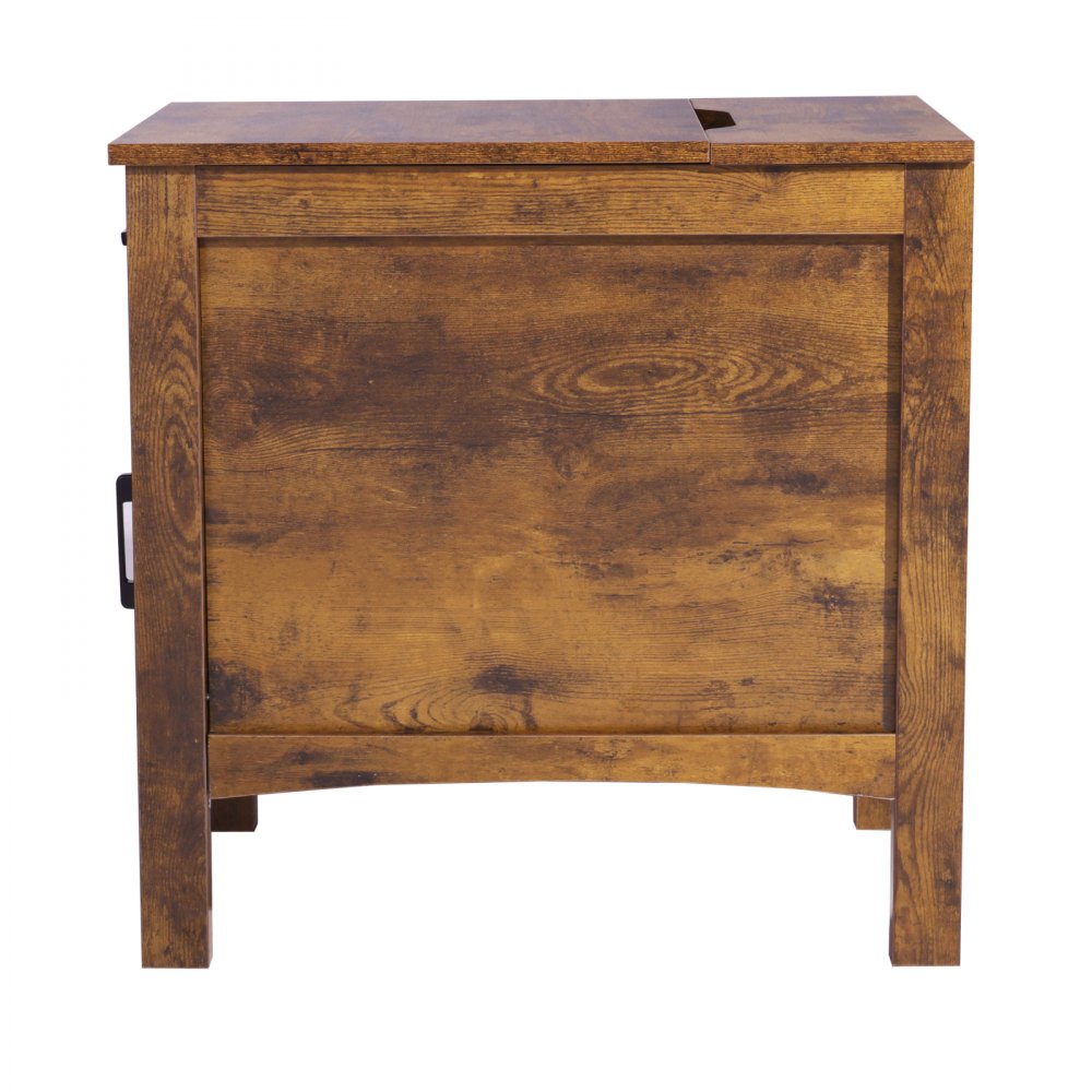 VEVOR Farmhouse End Table, Nightstand with Charging Station, 3 Tiers End Table with Storage Cabinet and 1 Drawer, Side Table with USB Ports and Outlets, Ideal for Living Room, Bedroom, Burlywood